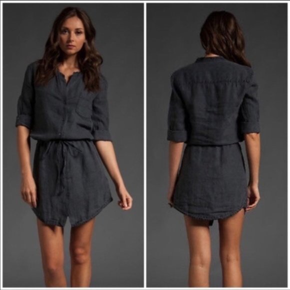 James Perse Dresses James Perse Standard Linen Shirt Dress Navy